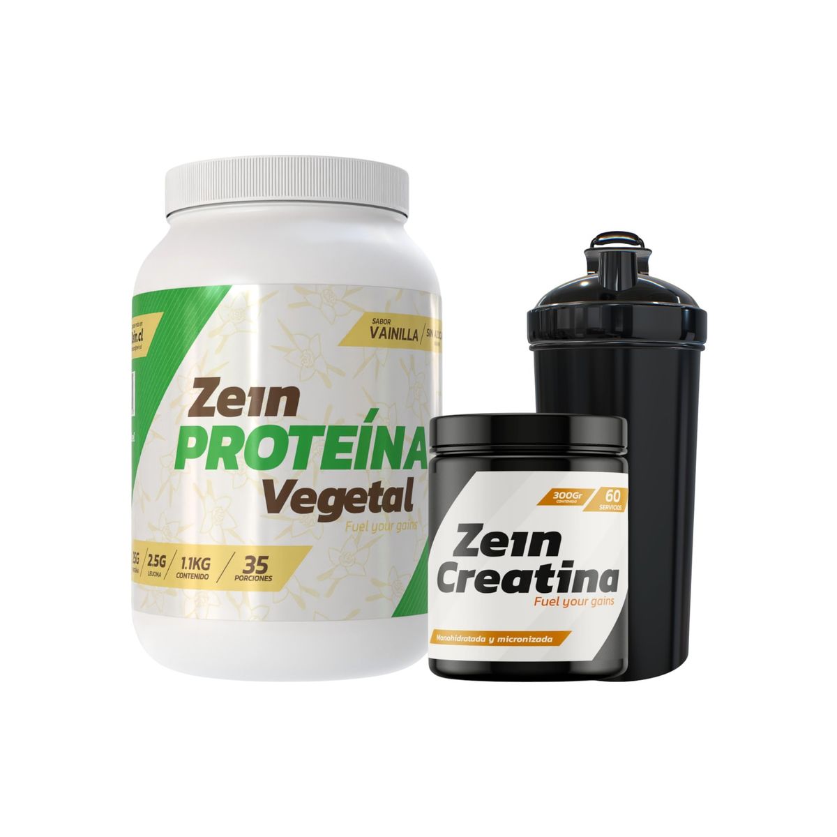 ZEIN - PACK PROTEINA VEGETAL VAINILLA 1-1KG + CREATINA 60SV + SHAKER - ZEIN
