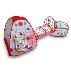 GENERICO - Juguete Carpa 3 En 1 Tunel Piscina De Pelotas Infantil Rojo