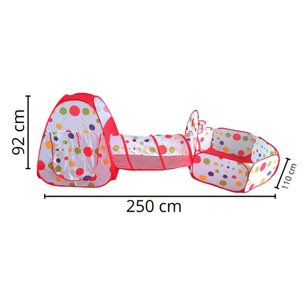GENERICO - Juguete Carpa 3 En 1 Tunel Piscina De Pelotas Infantil Rojo