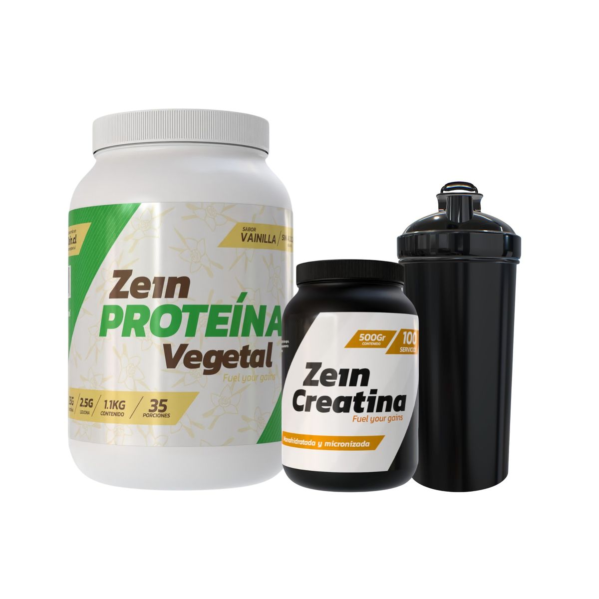 ZEIN - PACK PROTEINA VEGETAL VAINILLA  1-1KG + CREATINA 500GR + SHAKER - ZEIN