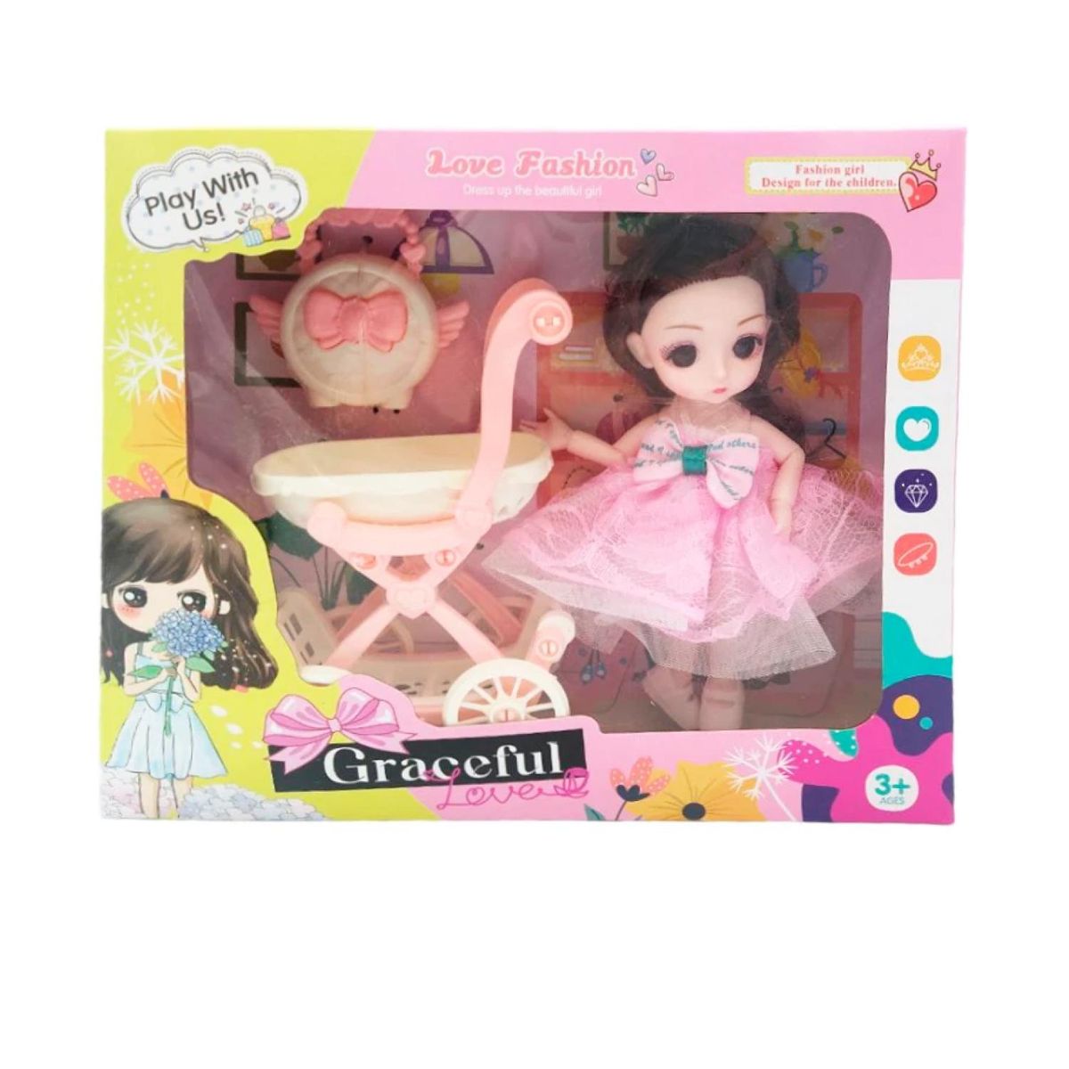 GENERICO - Juguete Muñeca Con Coche Accesorio Graceful Infantil