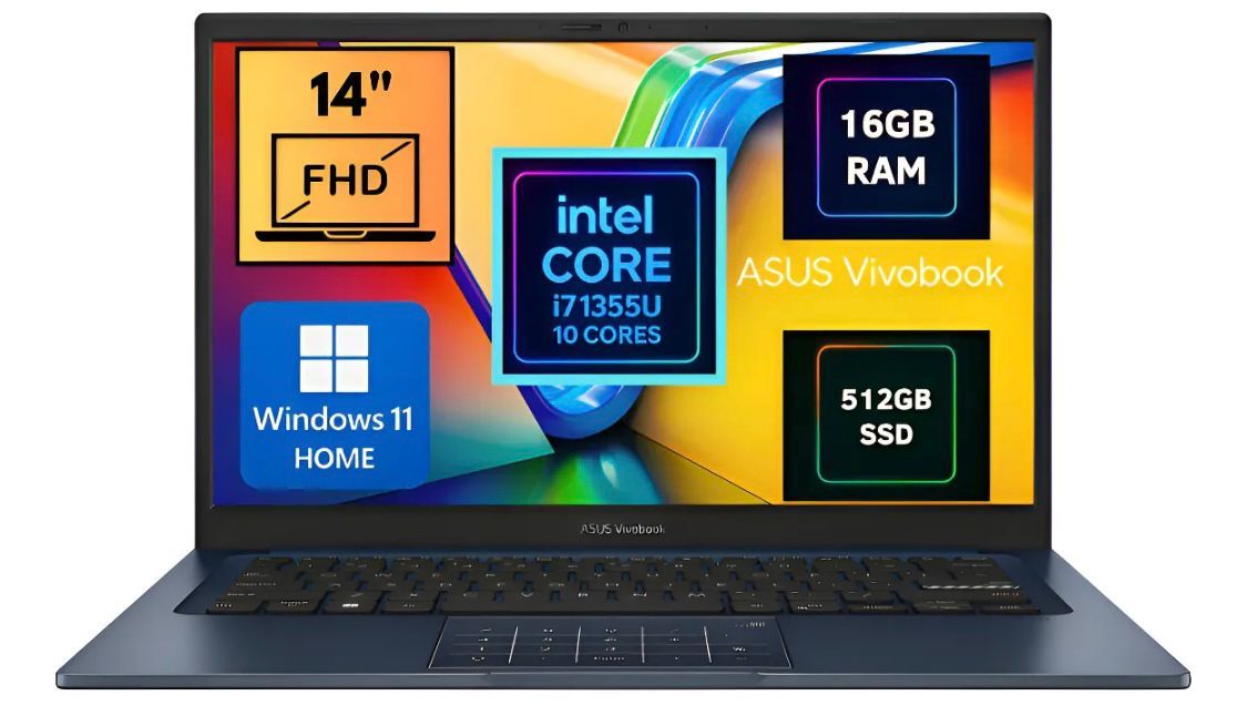 Notebook Vivobook X1404VA 14 FULL HD INTEL CORE I7 1355U Ssd 512GB 16GB W11