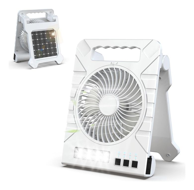 EVERSO Ventilador De Camping Portatil Recargable Solar Luz Con Luz