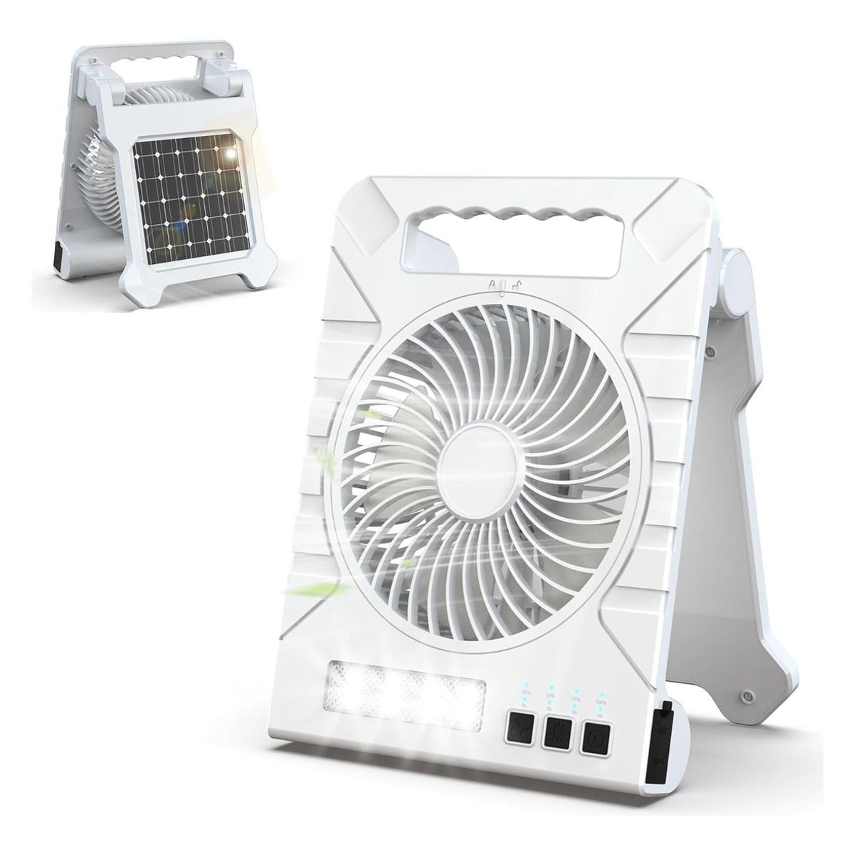 Ventilador De Camping Portatil Recargable Solar Luz Con Luz, marca EVERSO - Foto Principal