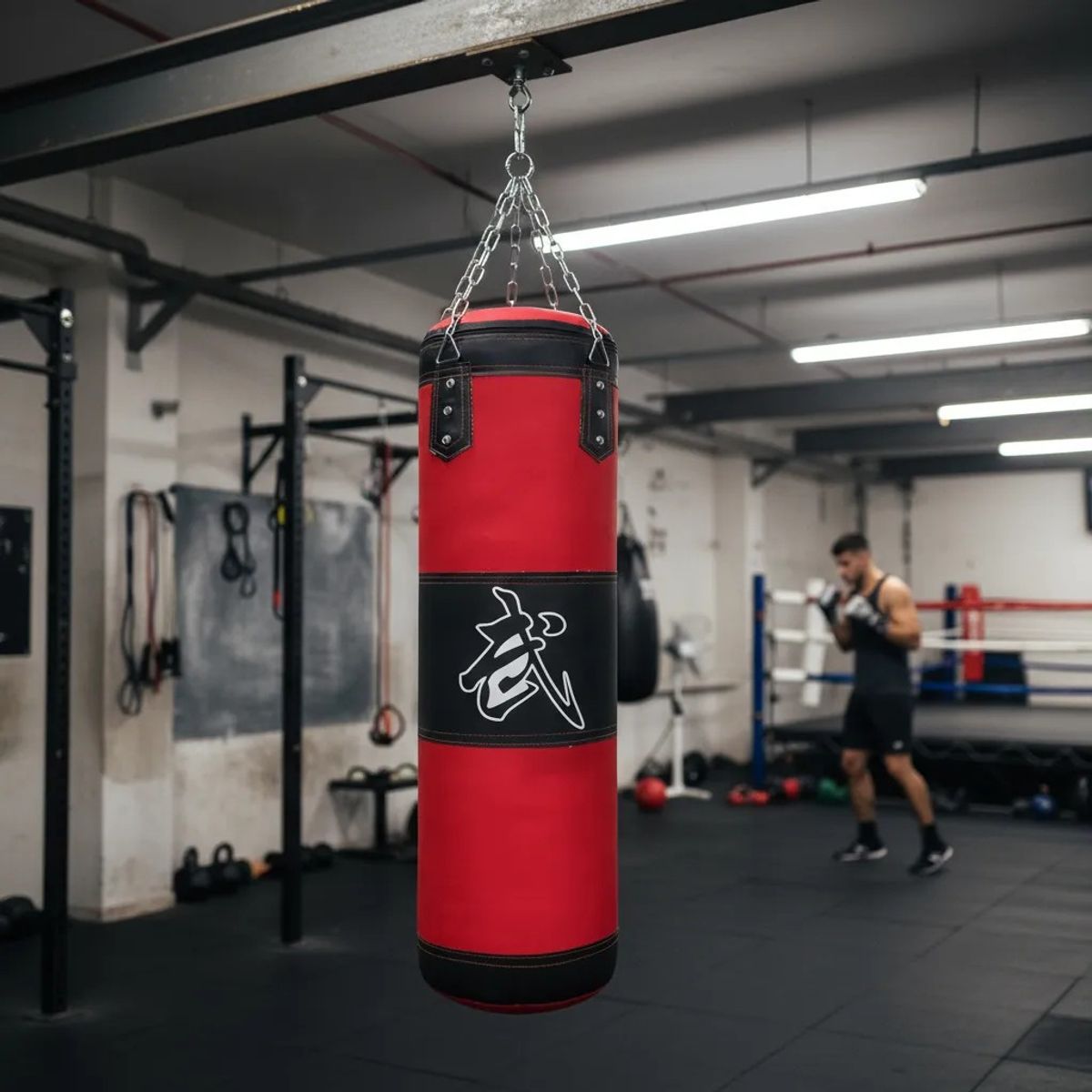 GENERICO - Saco De Boxeo Grande Profesional Con Cadena De Anclaje Rojo Rojo