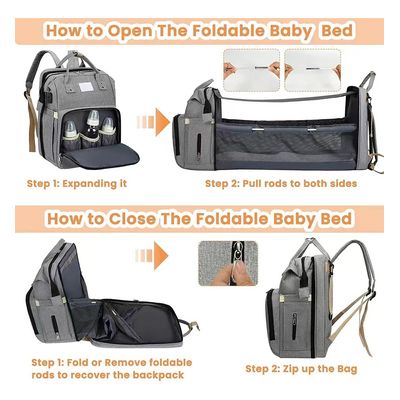 Imagen 2 del producto Bolsa Mochila De Pañales Para Mamá Cama Bebé Plegable 3 En 1