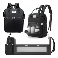 EVERSO - Bolsa Mochila De Pañales Para Mamá Cama Bebé Plegable 3 En 1