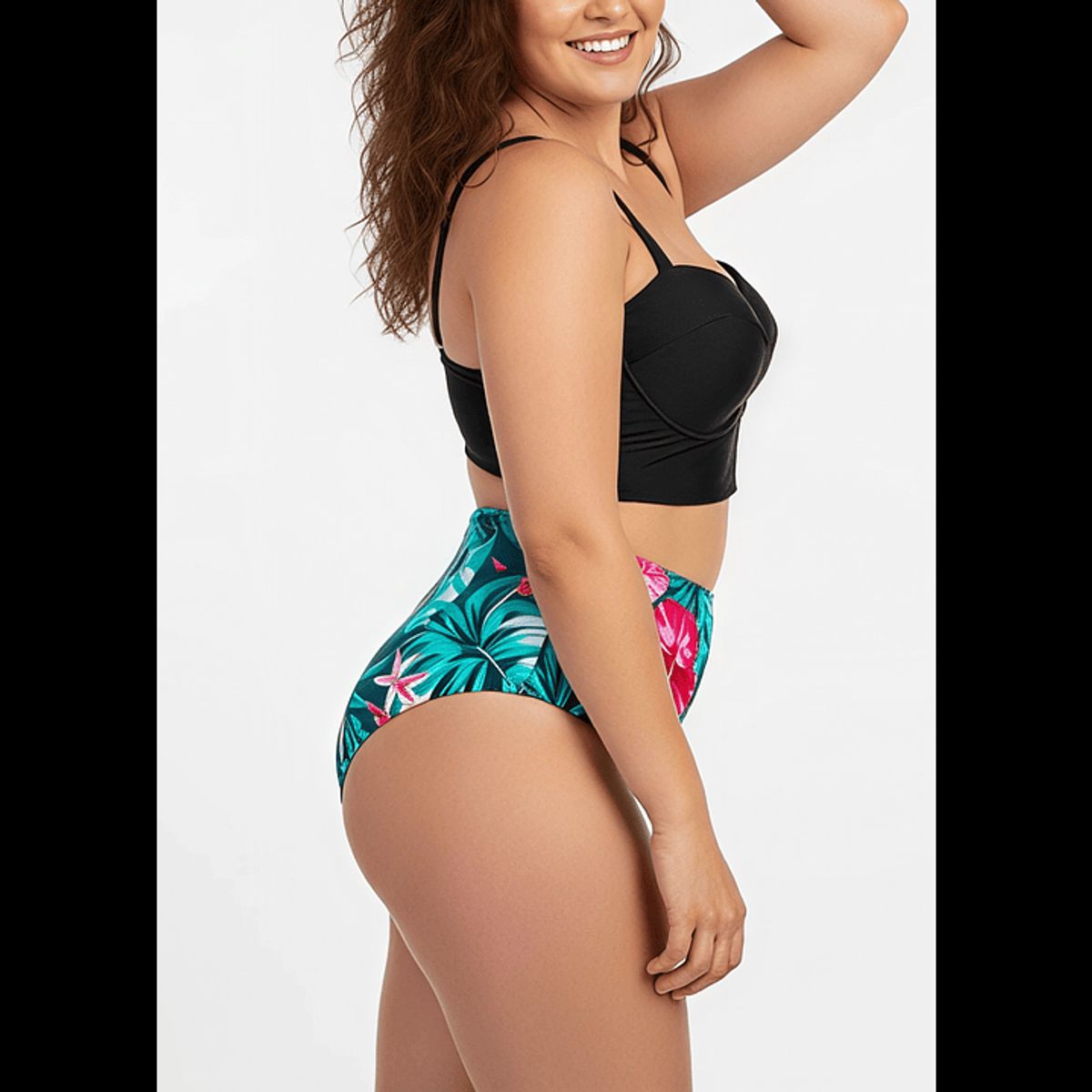 HIPSY SWIMWEAR - Bikini tiro alto Mujer bottom trópico verde copas Hipsy