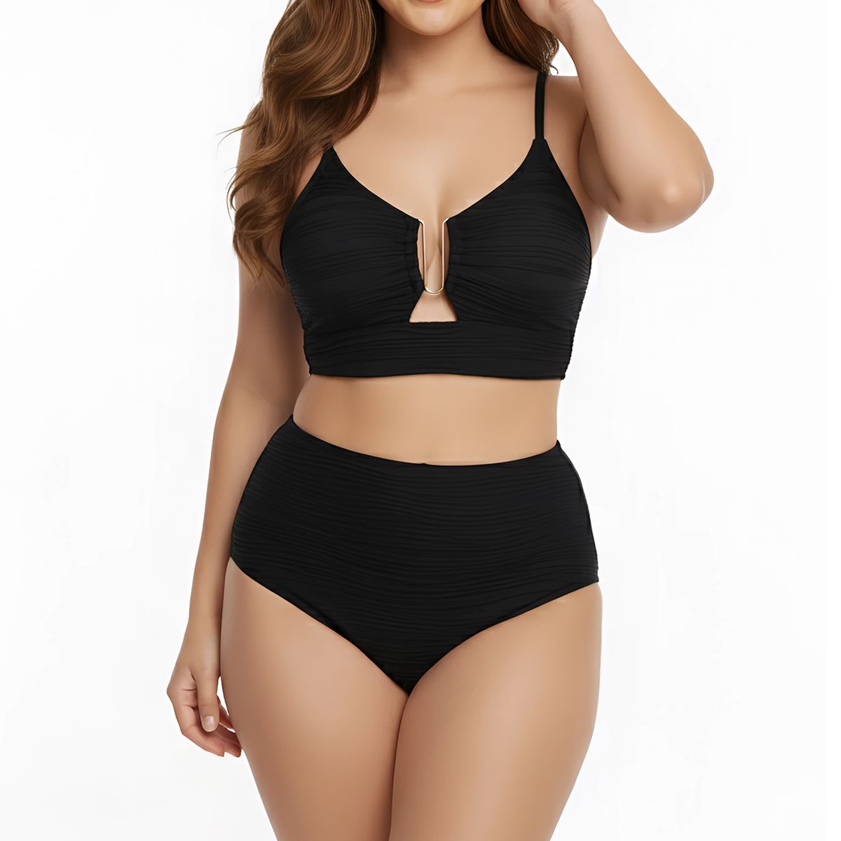 HIPSY SWIMWEAR - Bikini tiro alto Mujer mujer Victoria texturado negro Hipsy
