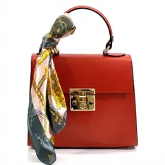 GENERICO - Cartera Cuero Italiano Rita Firenze Mini Tote Vera Pelle Rojo Italiano Intenso