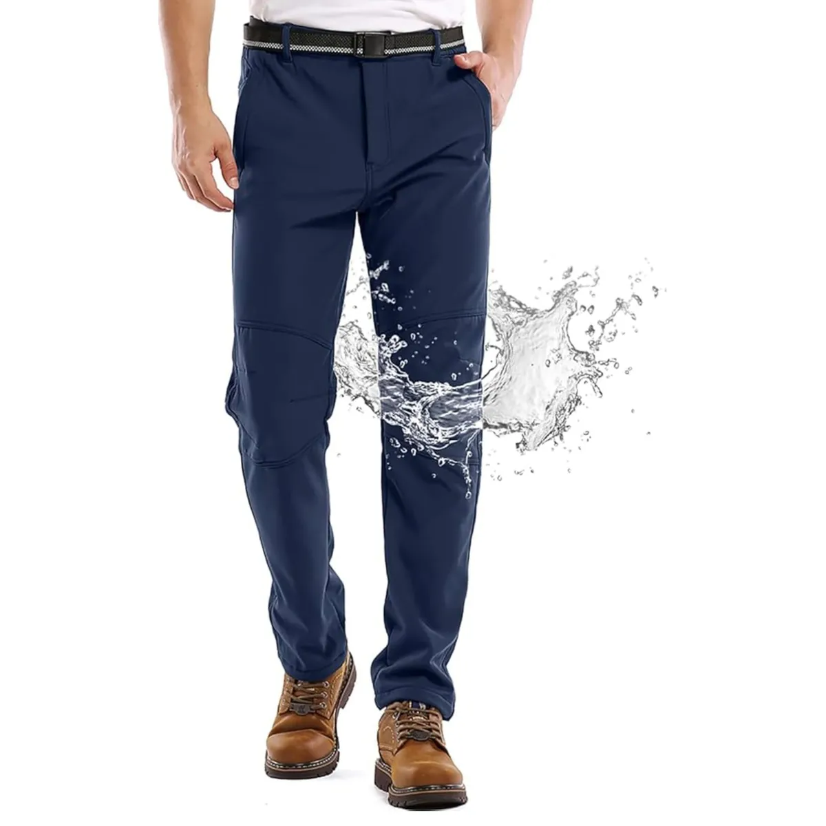 BLUE MOUNTAIN - Pantalón Softshell Hombre Termico Impermeable Con Micropolar
