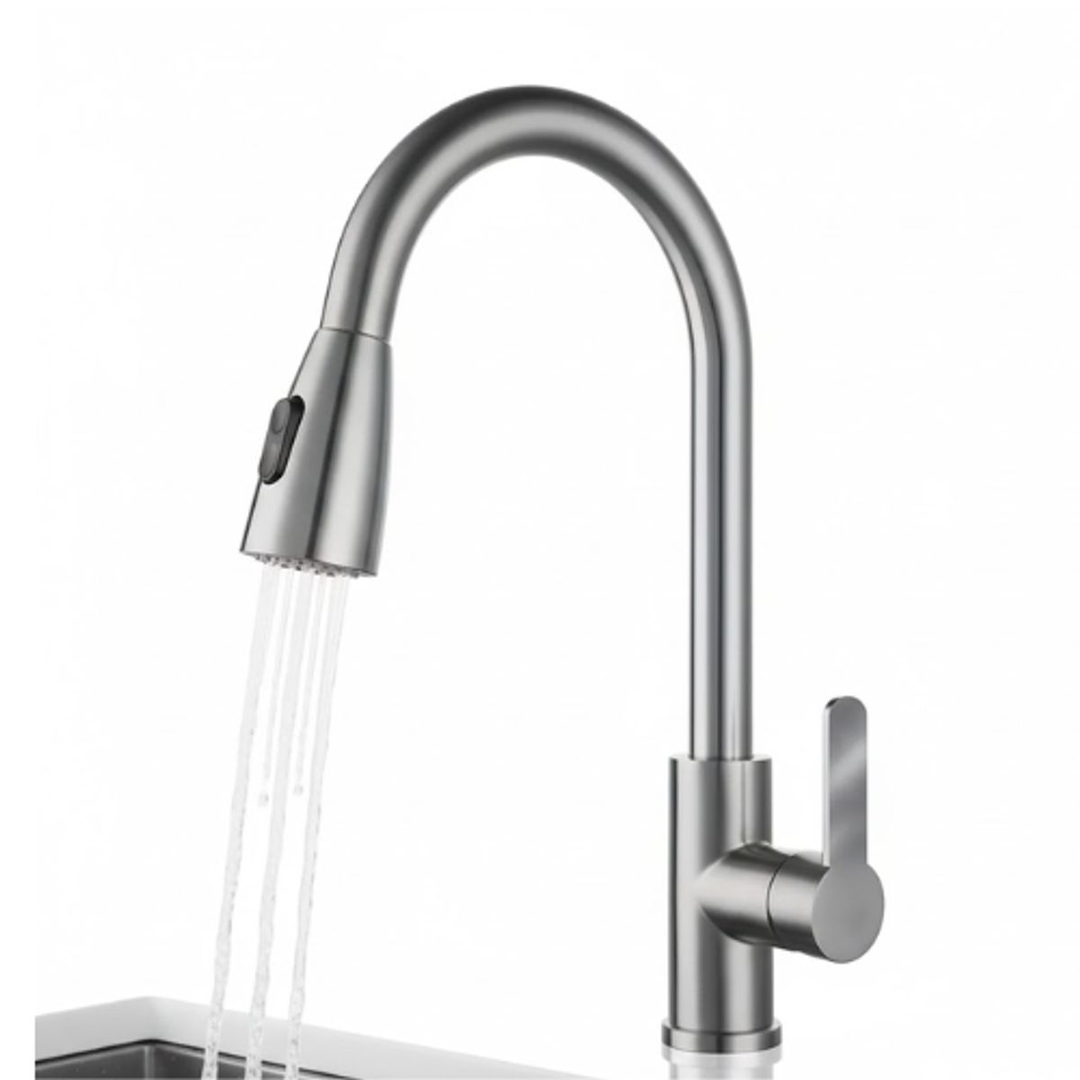 GENERICO - Llave Grifo Monomando Lavaplatos Extensible Niquel