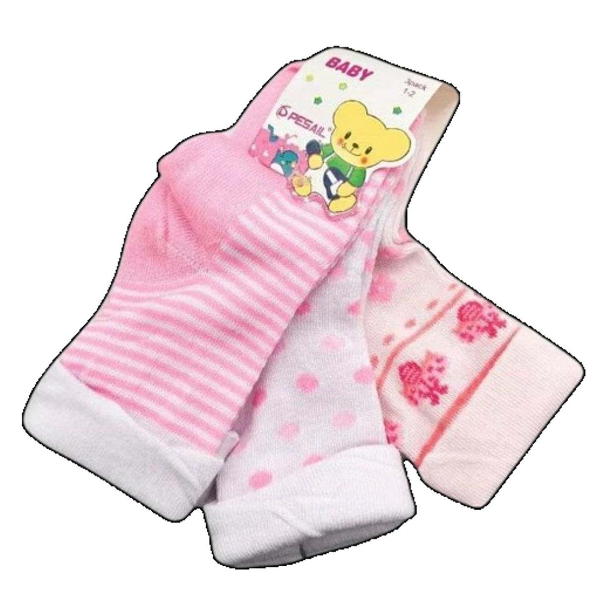 GENERICO - Set 3 pares de calcetines para bebe 12 meses a 24 meses