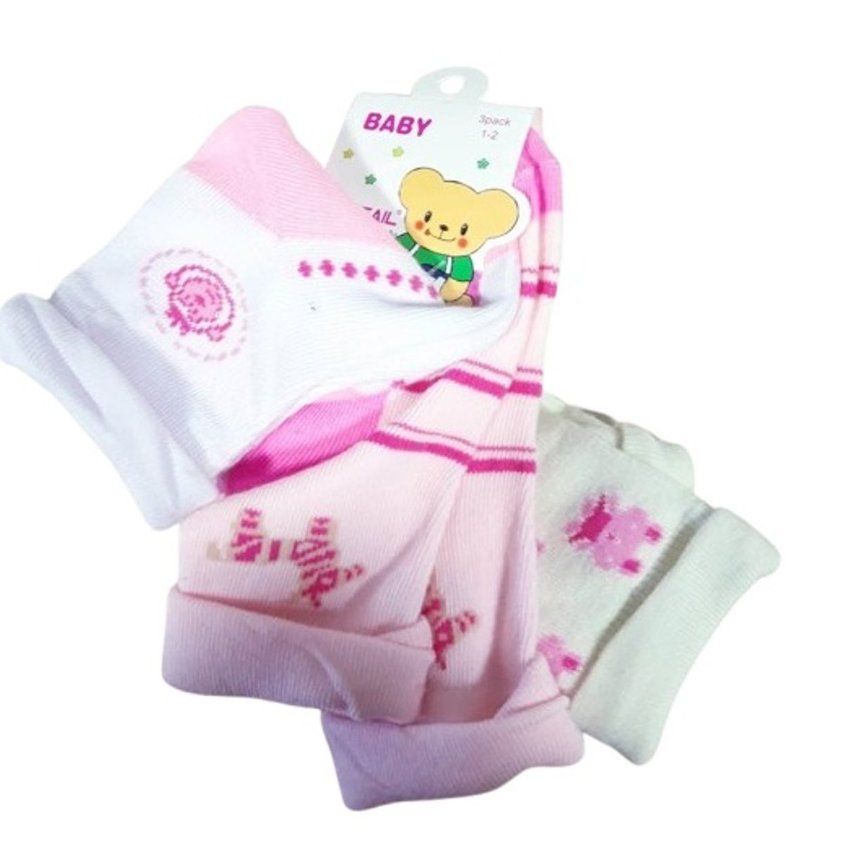 GENERICO - Set 3 pares de calcetines para bebe 12 meses a 24 meses