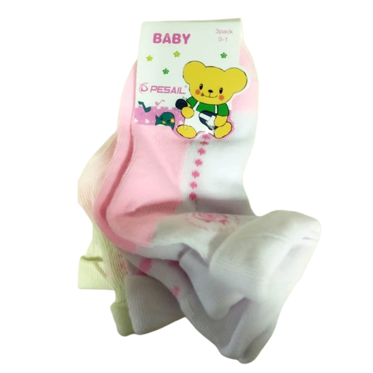 GENERICO - Set 3 pares de calcetines para bebe 0 mes a 12 meses