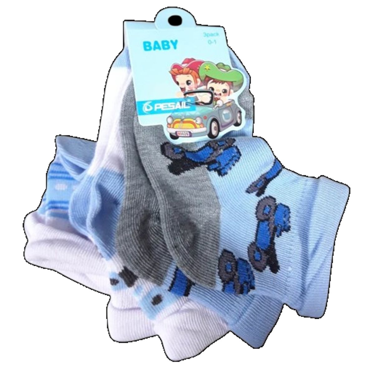 GENERICO - Set 3 pares de calcetines para bebe 0 mes a 12 meses