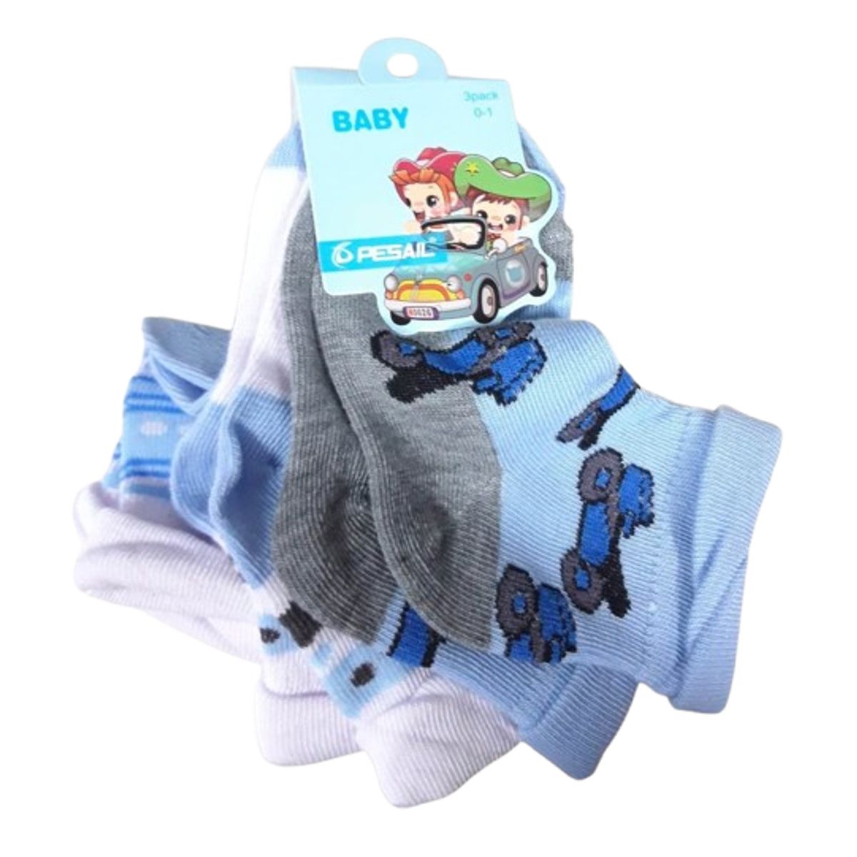 GENERICO - Set 3 pares de calcetines para bebe 0 mes a 12 meses