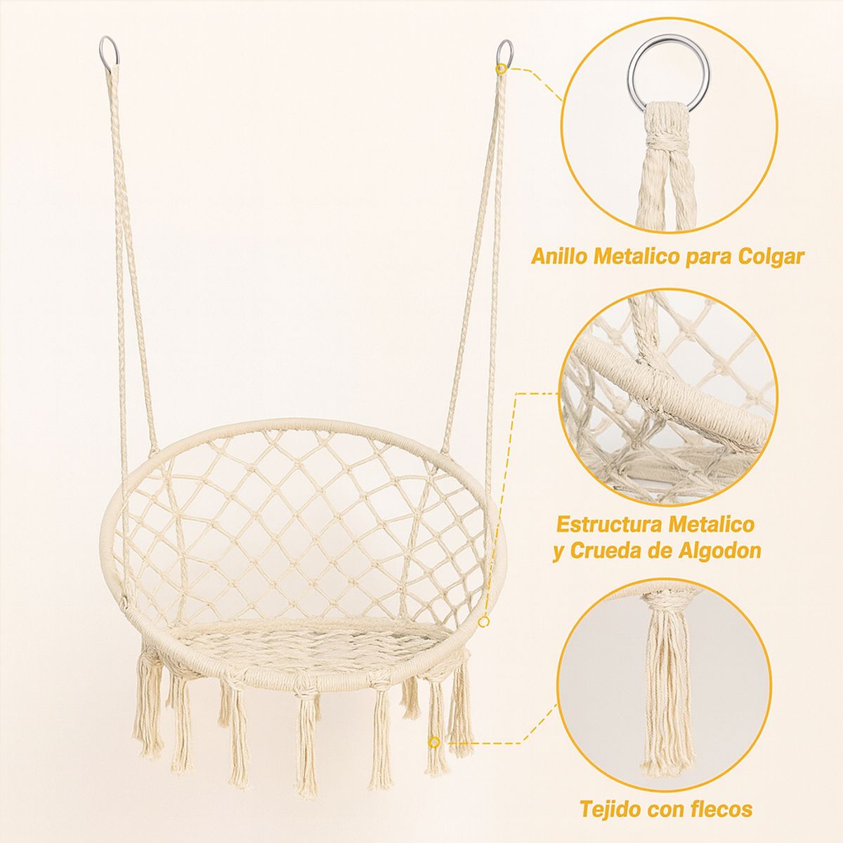 MOVI - Silla Hamaca Colgante para Jardín o Balcón