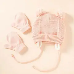 GENERICO - Set gorro y guantes para bebe 2 meses a 12 meses.