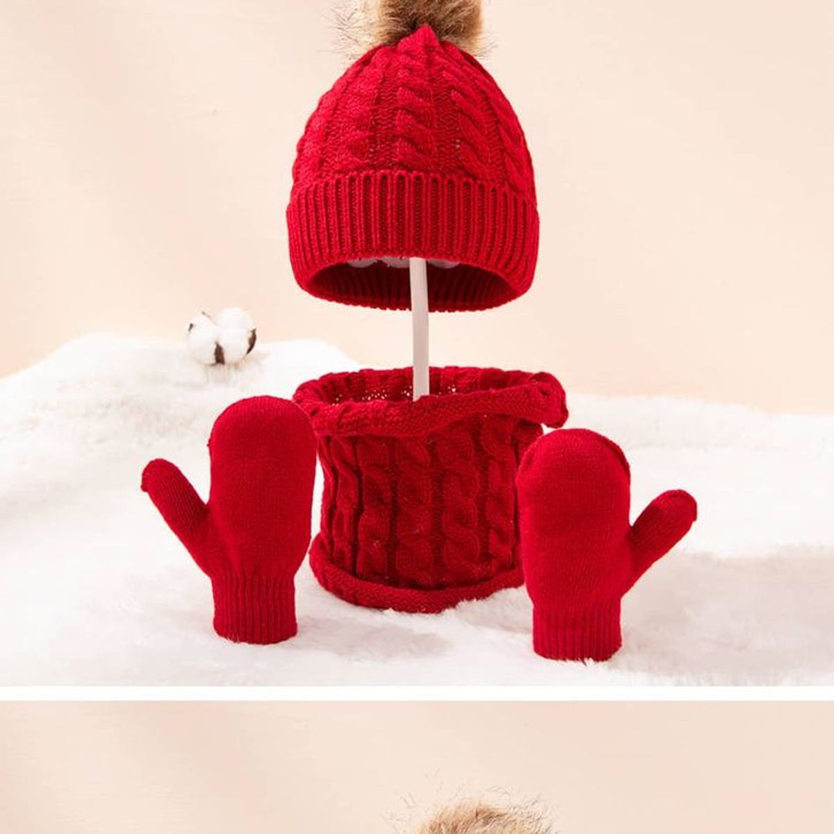 GENERICO - Set gorro, bufanda y guantes para bebe 2 meses a 3 años.