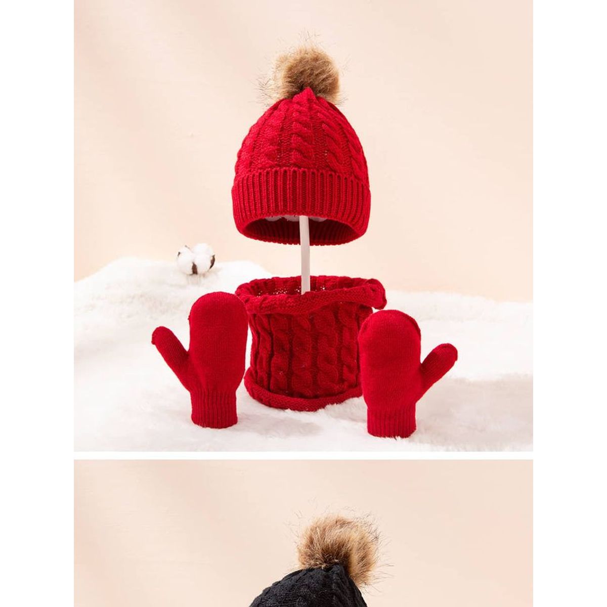 GENERICO - Set gorro, bufanda y guantes para bebe 2 meses a 3 años.