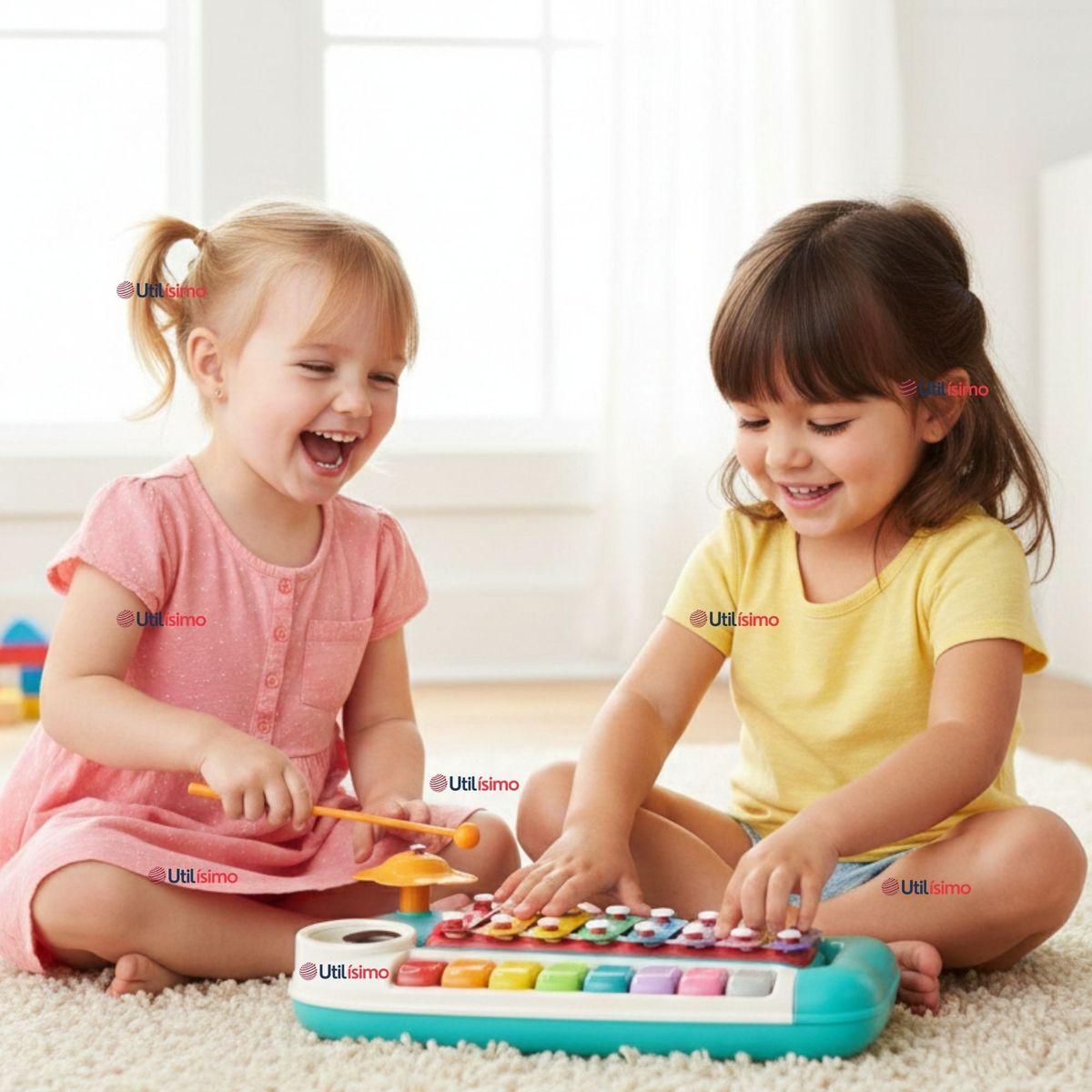 JUMP KIDS - Juguete Xilófono Piano 5 en 1 Bebé Niña Niño Interactivo Notas Multicolor