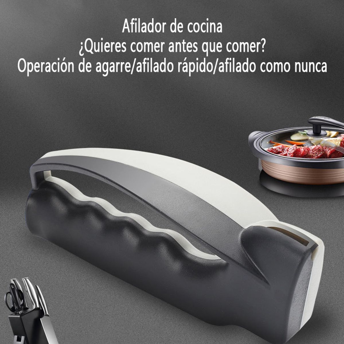 GENERAL - Kitchen Rapid Knife Afilador Piedra Gris Oscuro