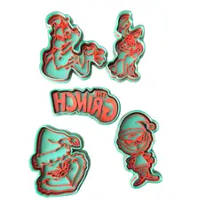 GENERICO - Set 5 Cortadores De Galletas Grinch 12 Cm
