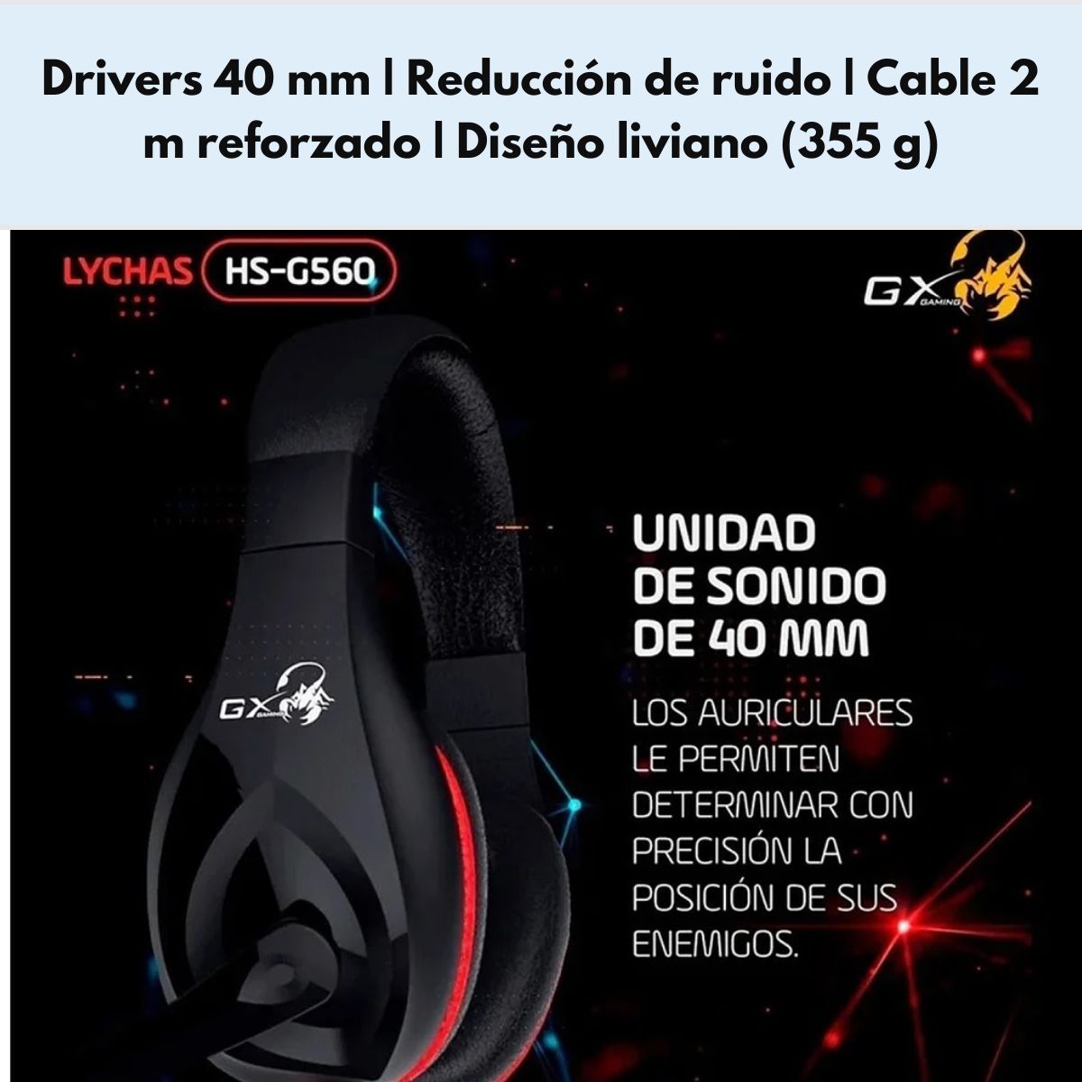 GENIUS GX - Audifonos Gamer Cable 2MT Jack 3,5 Headshet HS-G560 Genius