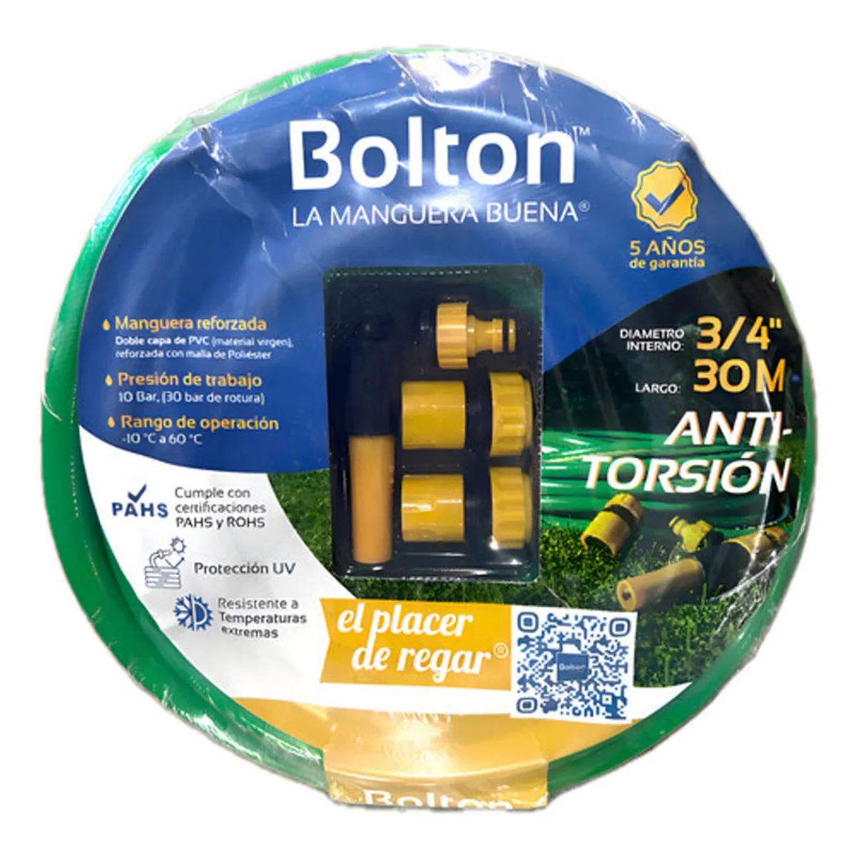 BOLTON - Manguera Reforzada Anti-torsión 3/4 30 Mt Bolton Verde Verde