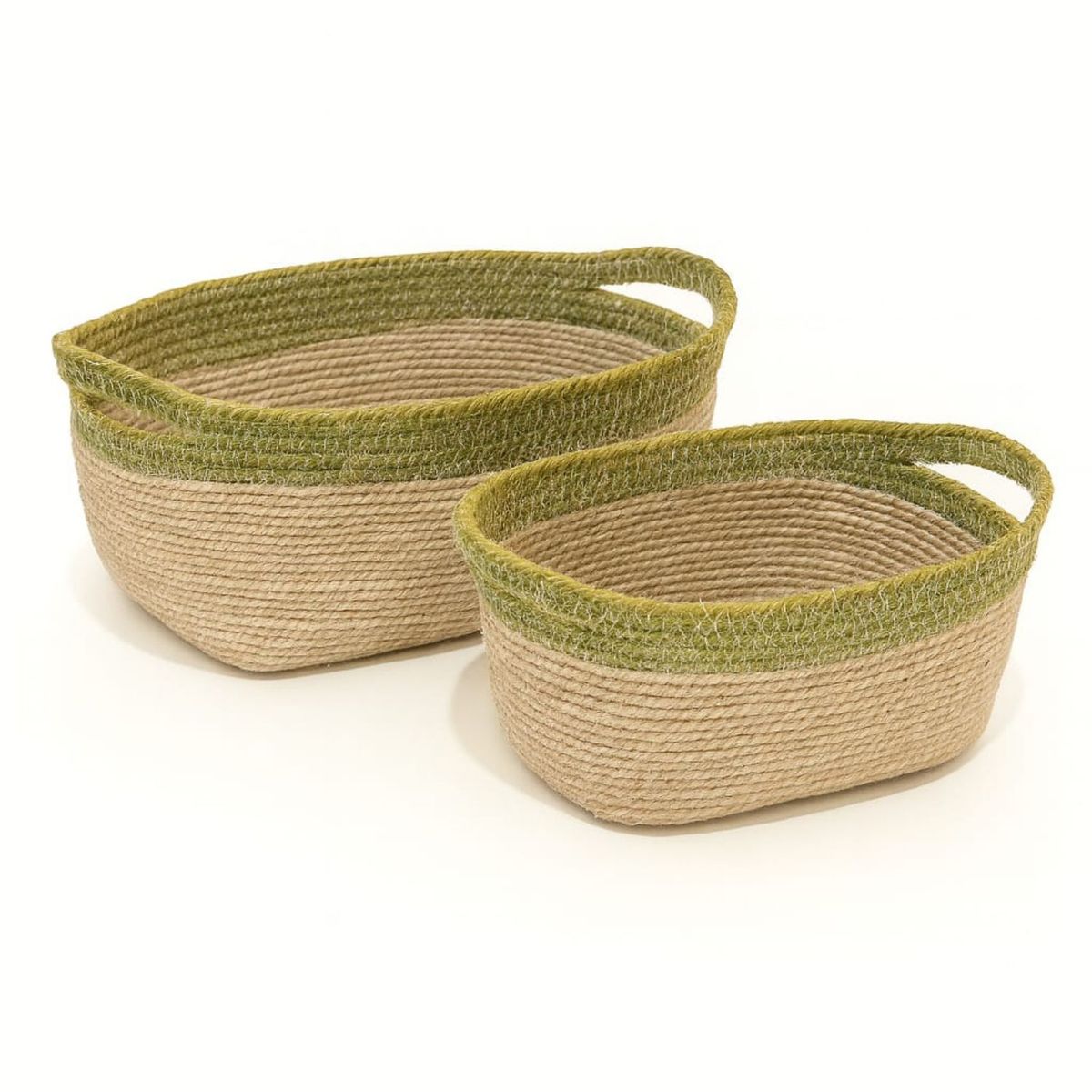 COLETTE - Set De Canastos Decorativos Rectangulares Yute Bicolor Rústico