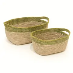 COLETTE - Set De Canastos Decorativos Rectangulares Yute Bicolor Rústico