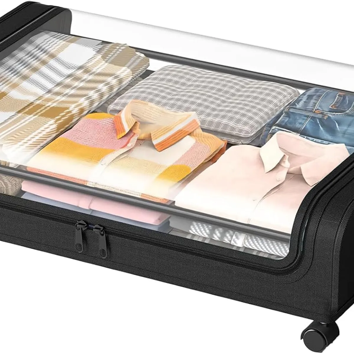 KUANGYE - Organizador De Ropa Metal P Debajo Cama Con Ruedas 80x44cm