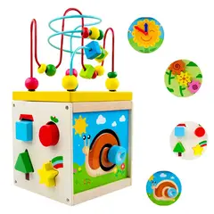 TATEE - Juguete Cubo Didáctico De Madera Bebe Infantil 5 en 1