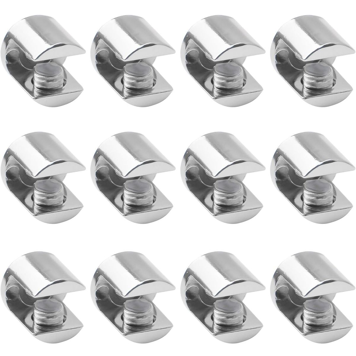 KUANGYE - Soporte Para Vidrio De 3 A 8 Mm Cromado Pack De 12 Unidades
