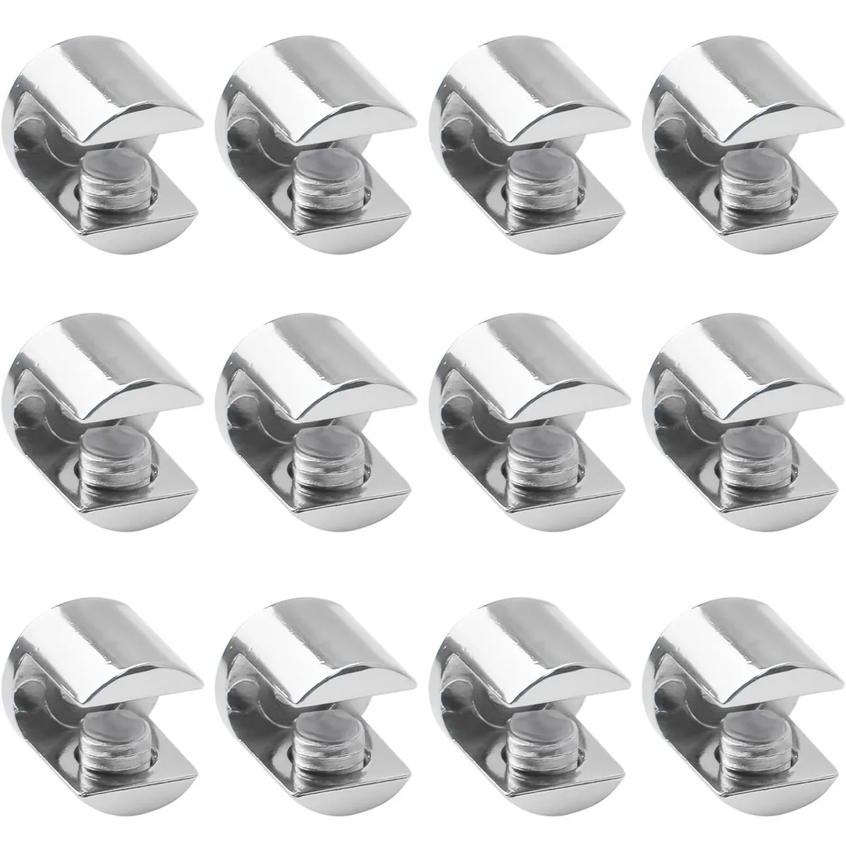 KUANGYE - Soporte Para Vidrio De 3 A 8 Mm Cromado Pack De 12 Unidades