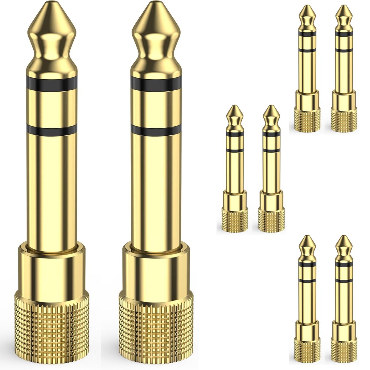 KUANGYE - Pack 8 Adaptadores Audio Plug 3.5 A 6.5 Estéreo