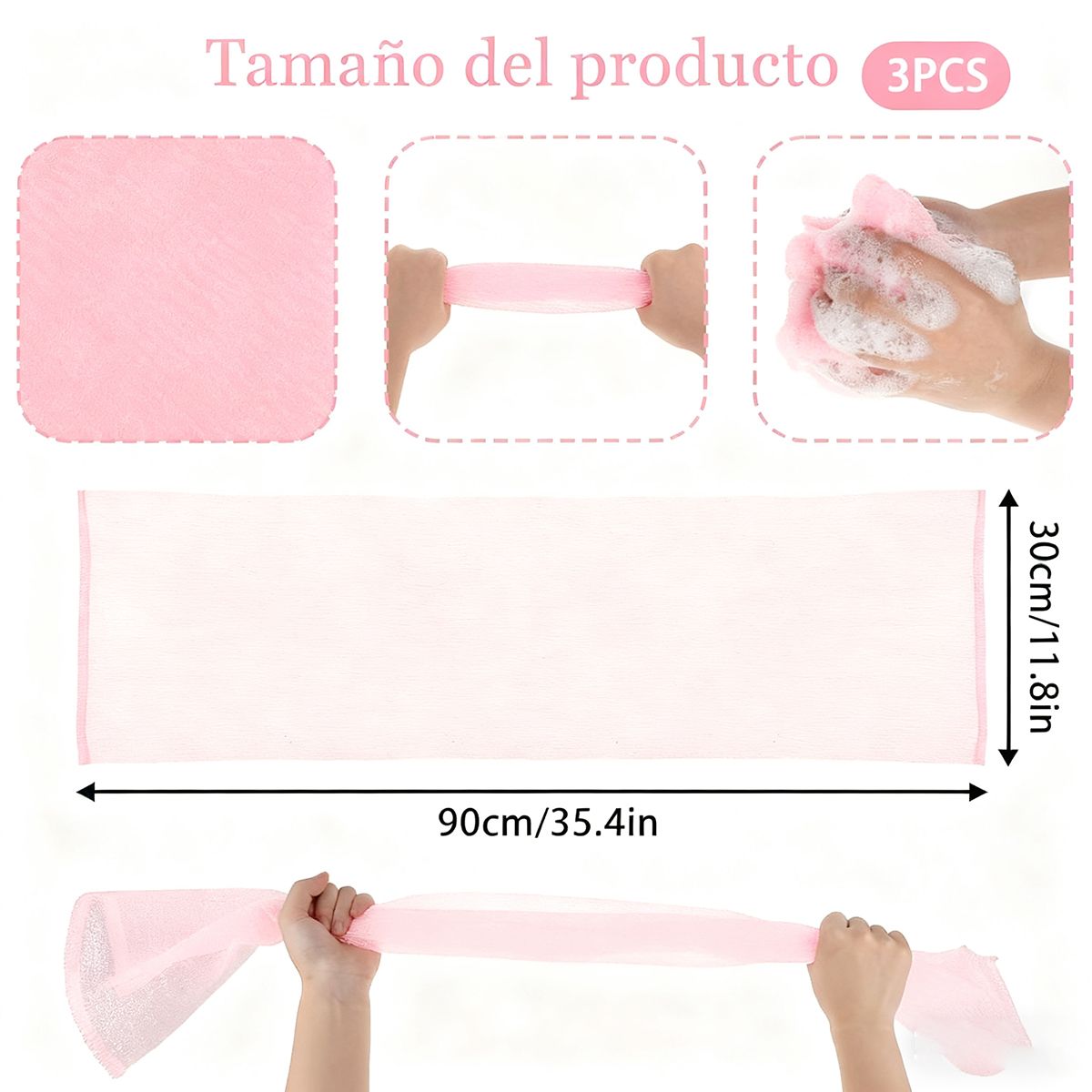 EINICIO - 3pcs Toalla Elástica Ponjita Elimina Impurezas Exfoliante