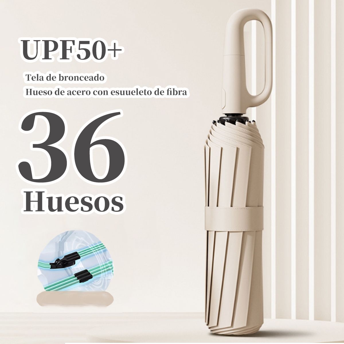 ATURE - 36 Huesos Colgable Paraguas Plegable Automático Antivendaval