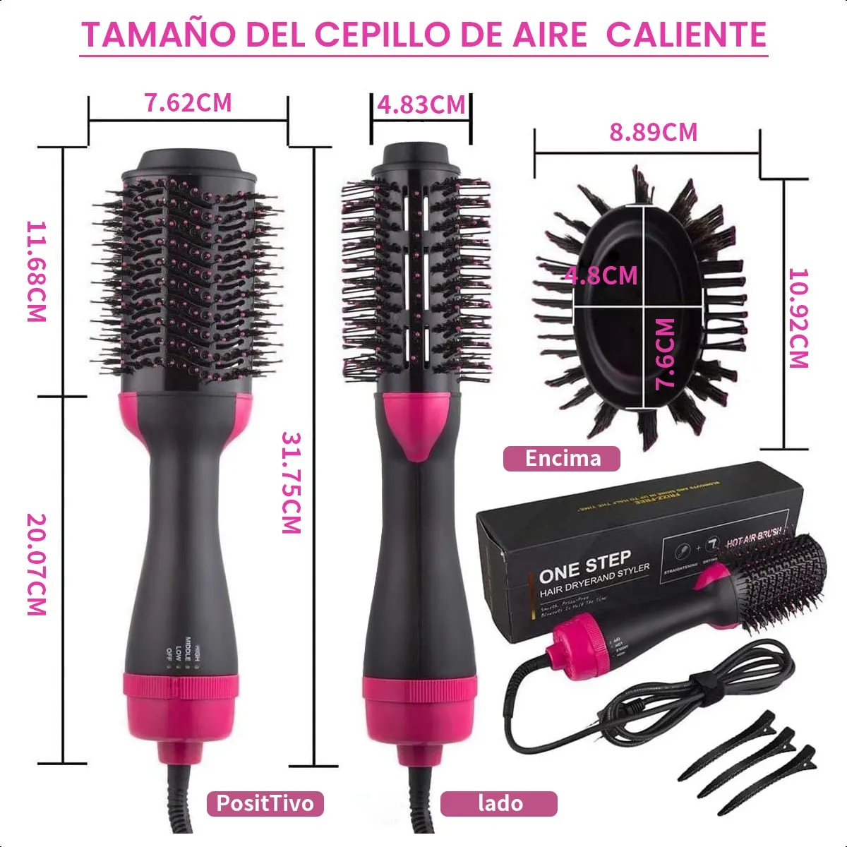 SUPERCENTER - Cepillo De Pelo De Aire Caliente 4 En 1, Secador De Cepillo