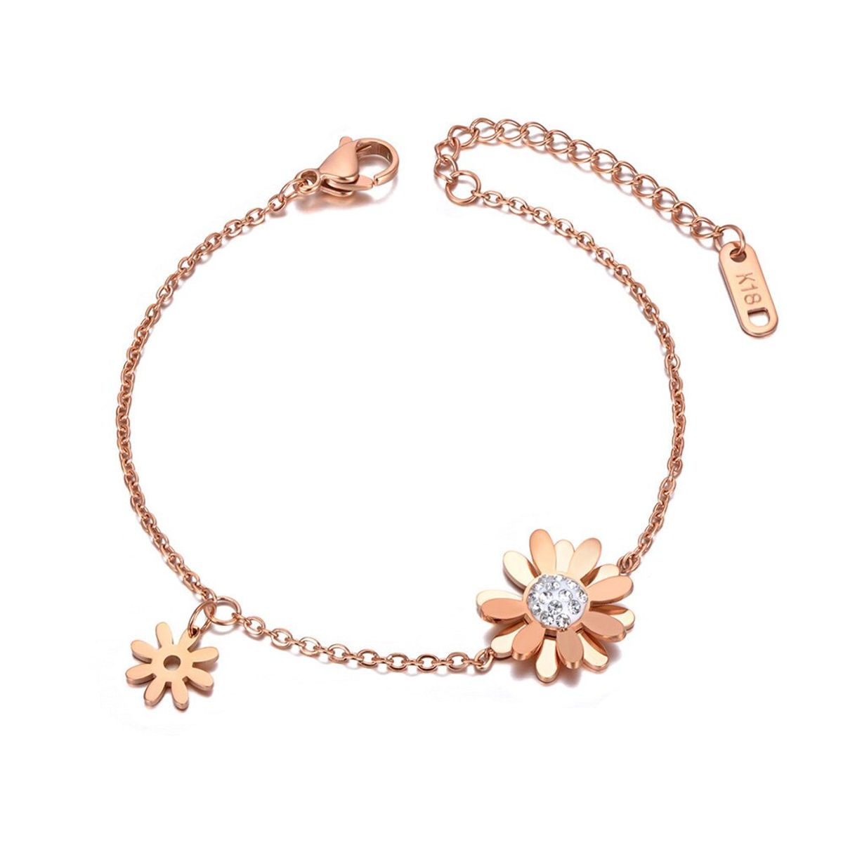 LUXURYJOYAS - Pulsera Flores Margaritas Doble Baño Oro Rosa 18k LUXURYJOYAS