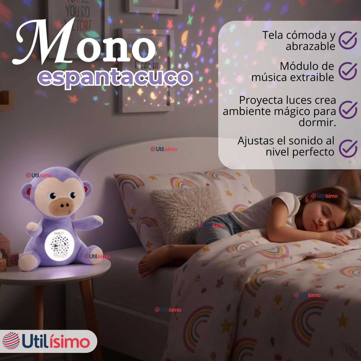 JUMP KIDS - Peluche Mono Espantacuco Con Luz Y Sonido para Niño o Niña