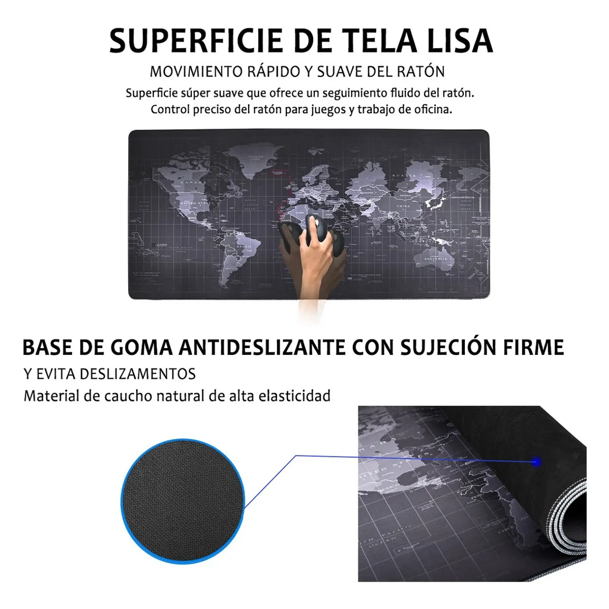 SUPERCENTER - Mouse Pad Gamer Xxl Antideslizante Mapamundi 90x40cm 3mmMapa mundimapamundi