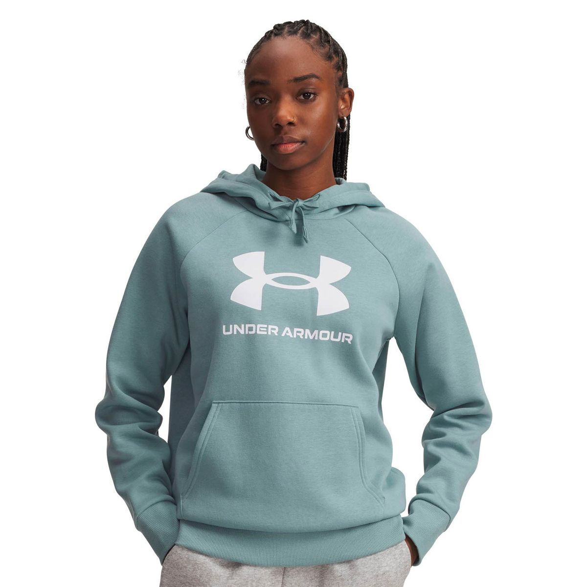 UNDER ARMOUR - Polerón Lifestyle mujer Rival Fleece Big Logo verde UNDER ARMOUR