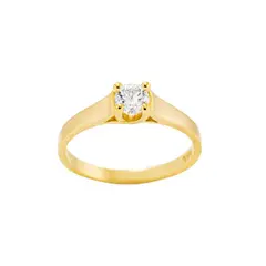 JOYAS LANDEROS - Anillo Solitario 5mm enchapado en oro de 18k
