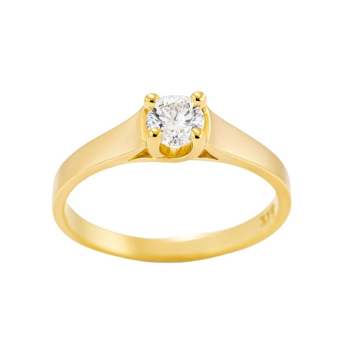 JOYAS LANDEROS - Anillo Solitario 5mm enchapado en oro de 18k