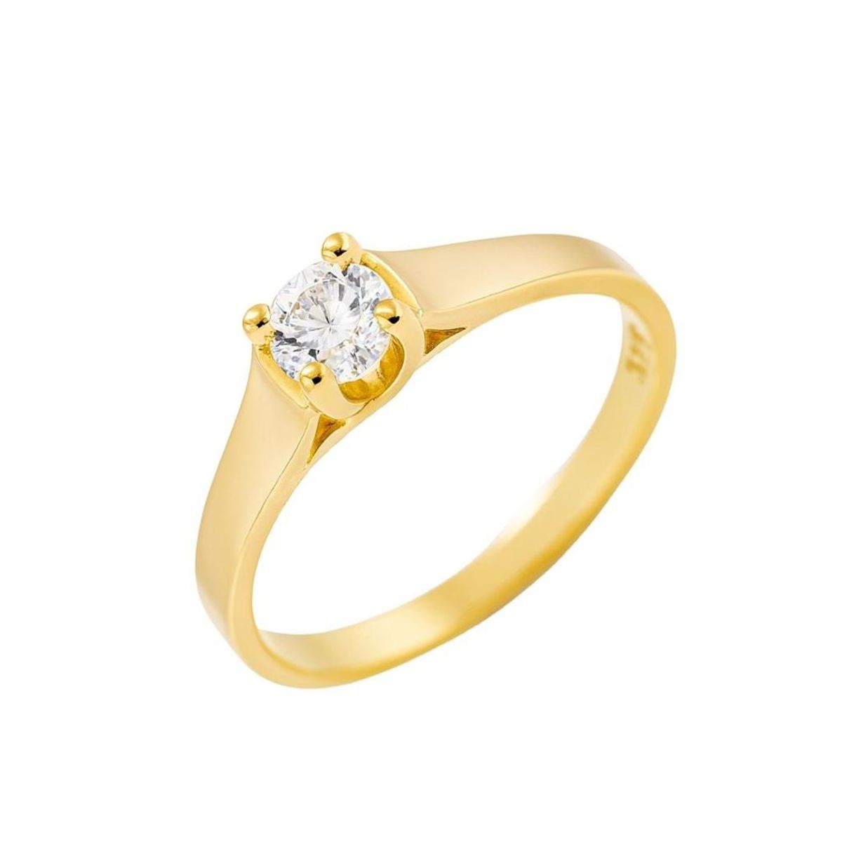 JOYAS LANDEROS - Anillo Solitario 5mm enchapado en oro de 18k
