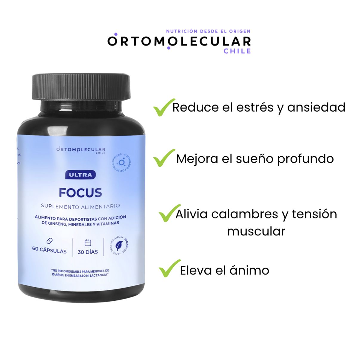 ORTOMOLECULAR - Ultra Focus Concetracion 60 Capsulas Ortomolecular