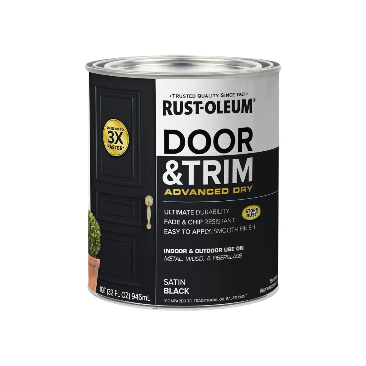 RUST OLEUM - Pinturas Puertas y Molduras Negro Satinado 946mL