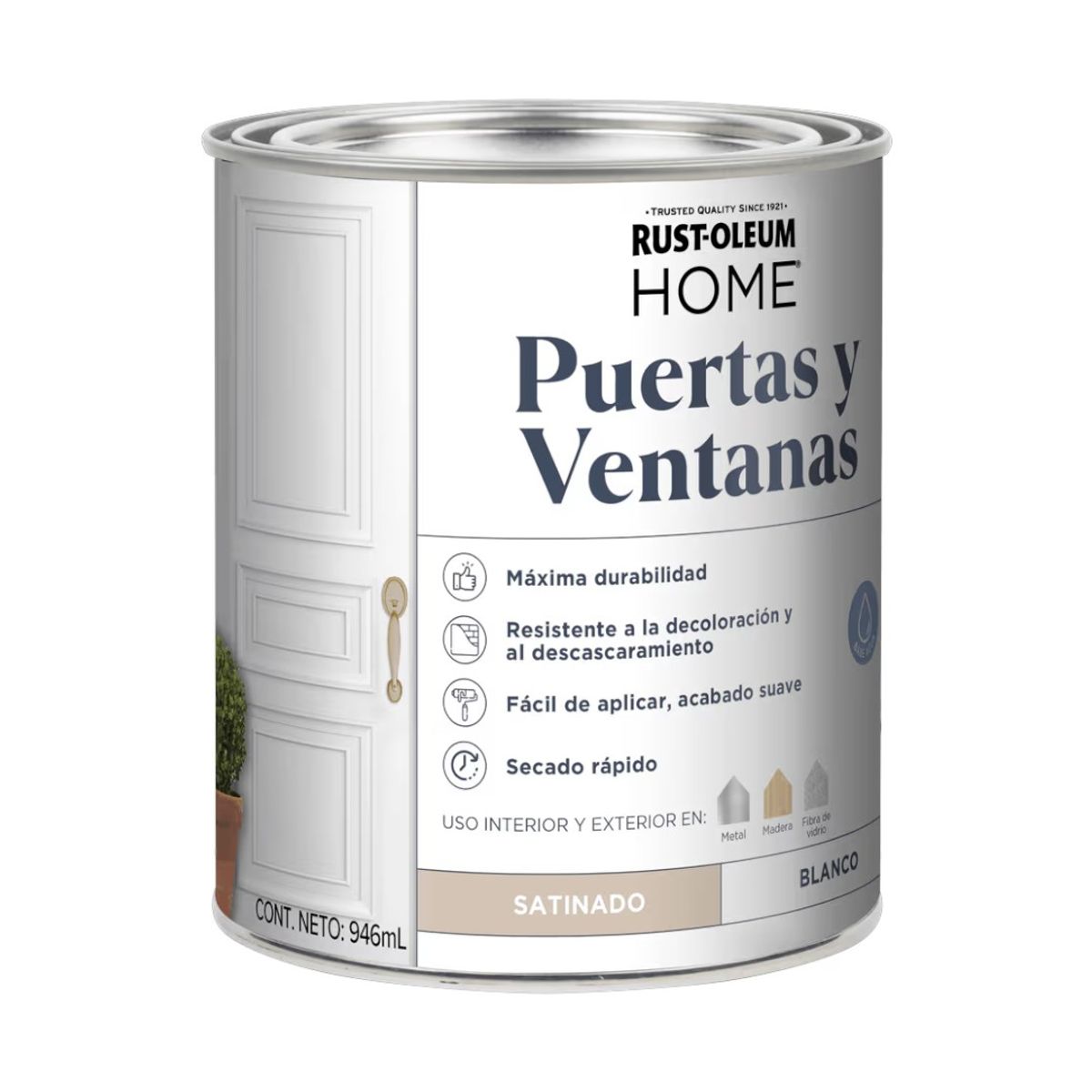 RUST OLEUM - Pinturas Puertas y Molduras Blanco Satinado 946mL